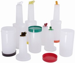Bild von Getränkemix-/ Vorratsbehälter, 1 l Ausguss & Deckel: BLAU, Behälter : Weiß
