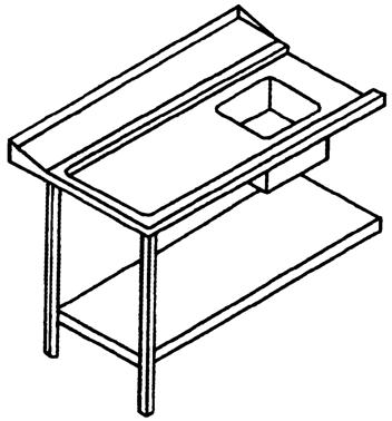 Bild von Zulauftisch, Anbau links, Becken rechts
