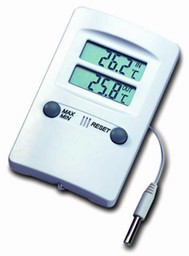 Bild von Min/Max-Thermometer, analogaus Kunststoff, weiß, mit Drucktaste
