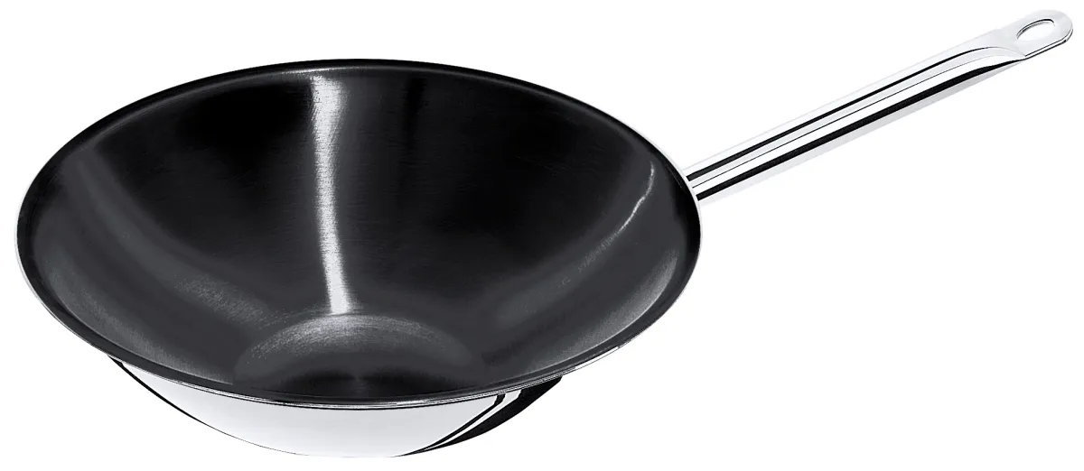 Bild von Wok Edelstahl mehrschichtig, flacher Boden, Antihaft  