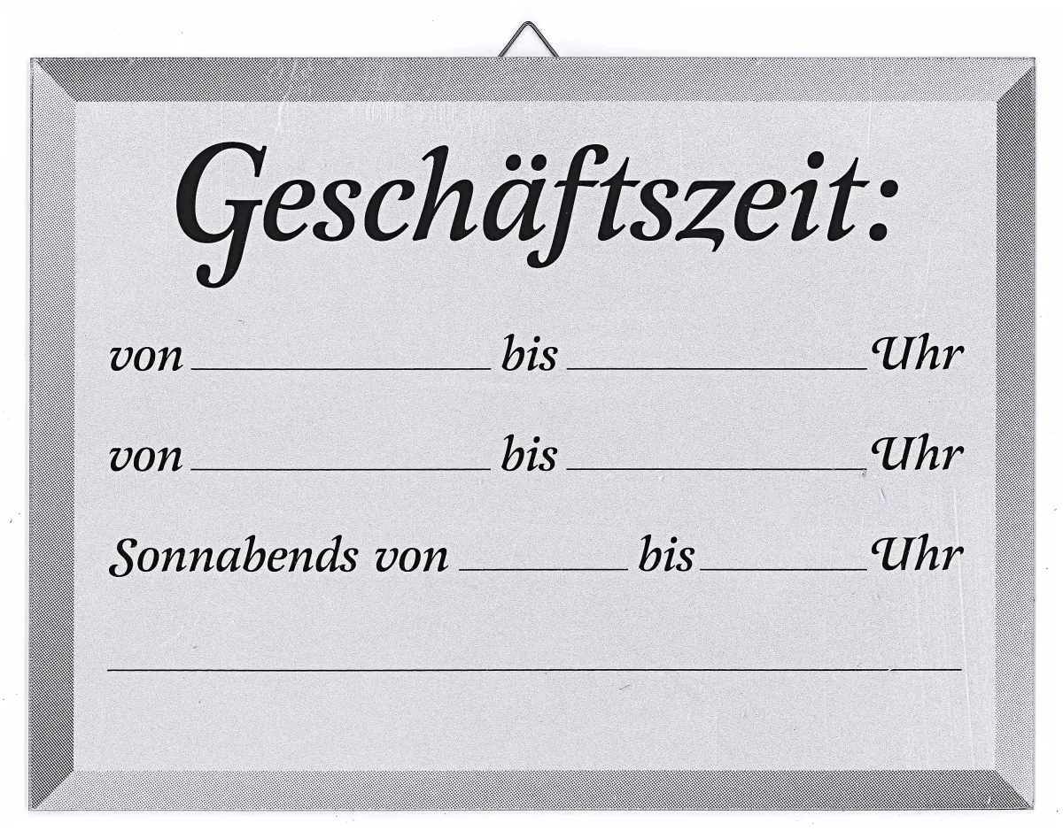 Bild von Schild "Geschäftszeit"  