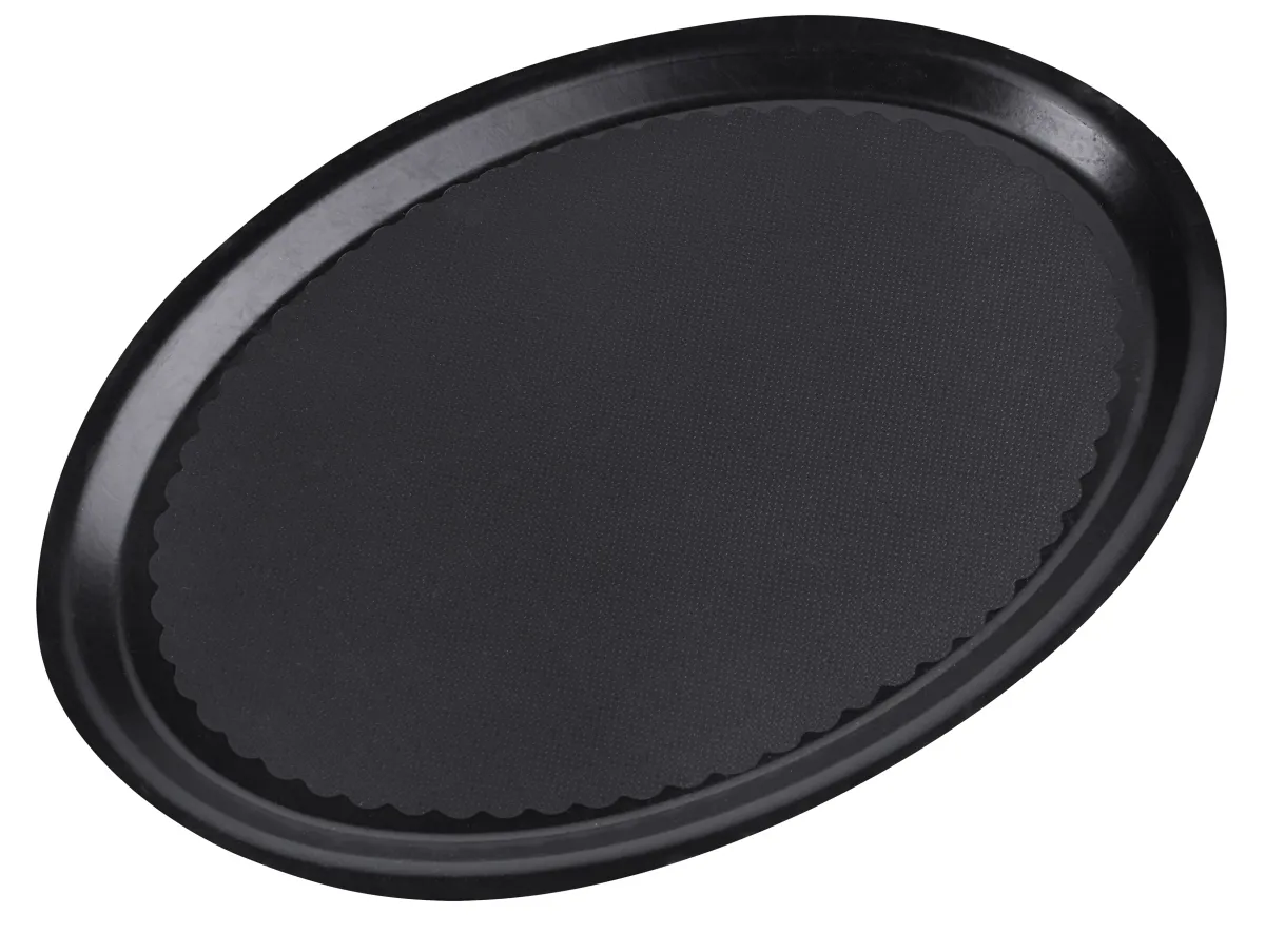 Bild von Tablett, Glasfaser Polyester, oval, rutschfest 29 x 21 cm, schwarz  